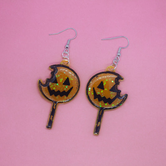 Spooky Pumpkin Lollipop Earrings